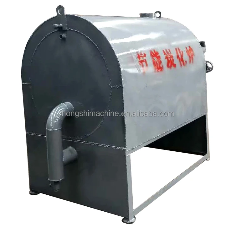 Horizontal Continuous Coconut Shell Carbonizing Stove Furnace Olive Tree Woods Charcoal Making Machine