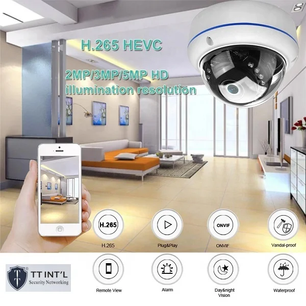 HD 1080P 2MP IP Metal Small Indoor Outdoor IP 67 Waterproof Mini CCTV IR IP Dome Camera for Bux and Taxi