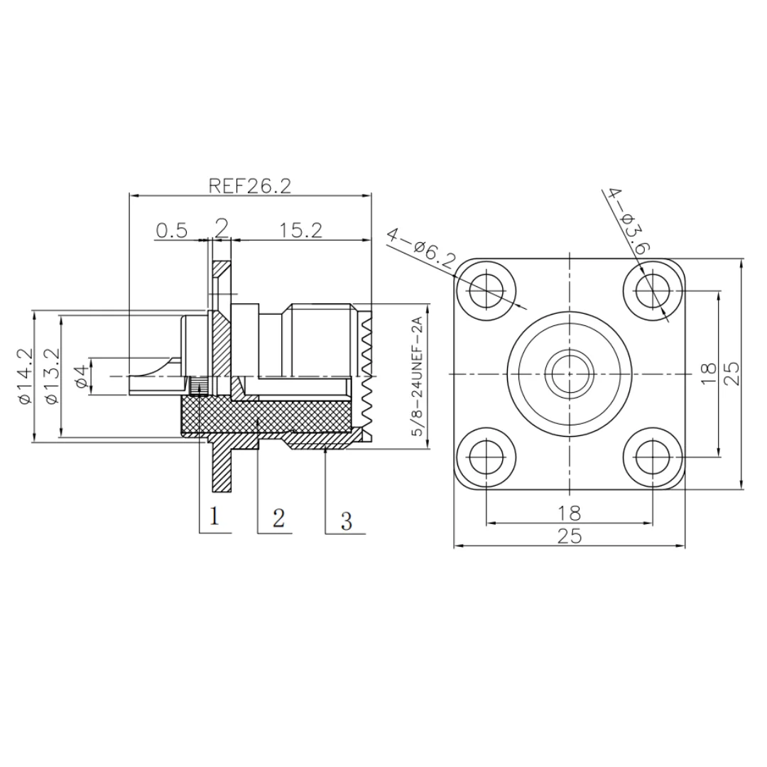 High Performance Factory UHF-KF Connector UHF 4 Holes Flange UHF Female Connector manufacture