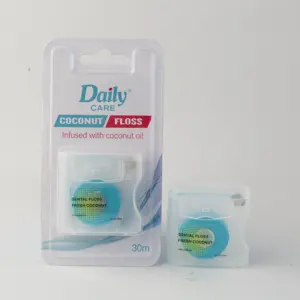 Daily Care New Arrival Coconut Oil Floss Dual Color 1260D Polyester Refreshing Waxed Dental Floss 30M Multi Flavors