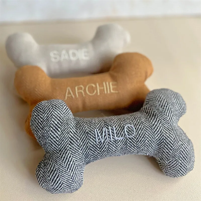 Newly Arrived Pet Toy Bone Shape Washable Fun Squeak Sound Long Play Not  Tired of Plush Dog Toys