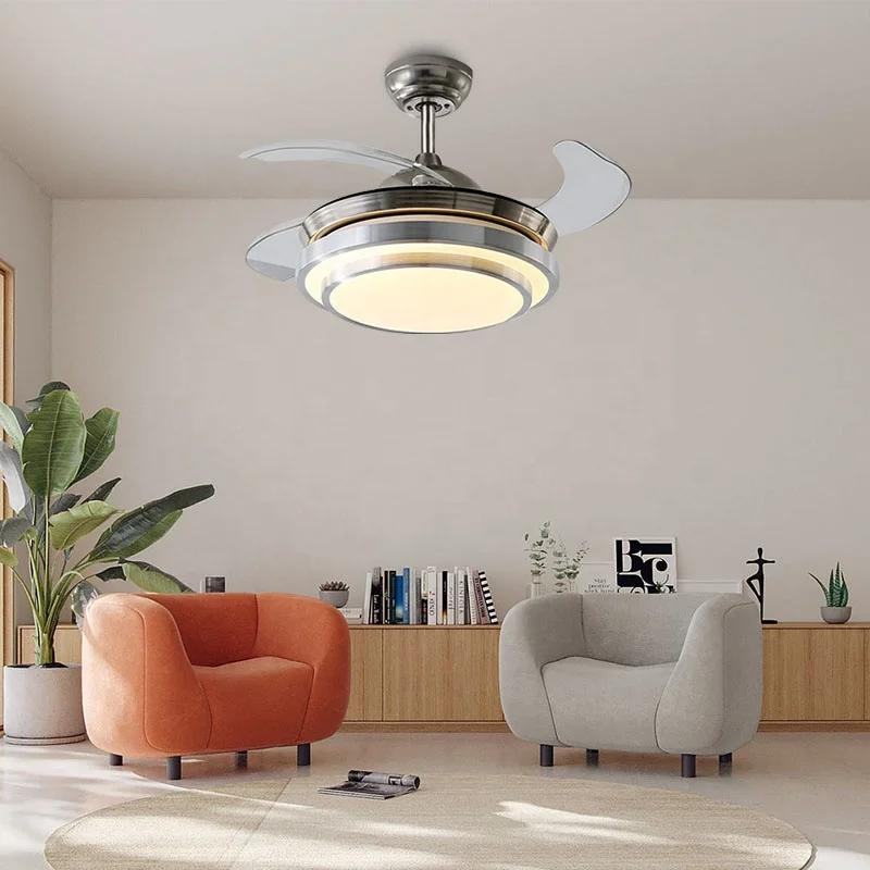 ESC Decorative Led Ceiling Fan Light Full Copper Motor 3 Speed Intertek Invisible Ceiling Fan With Light
