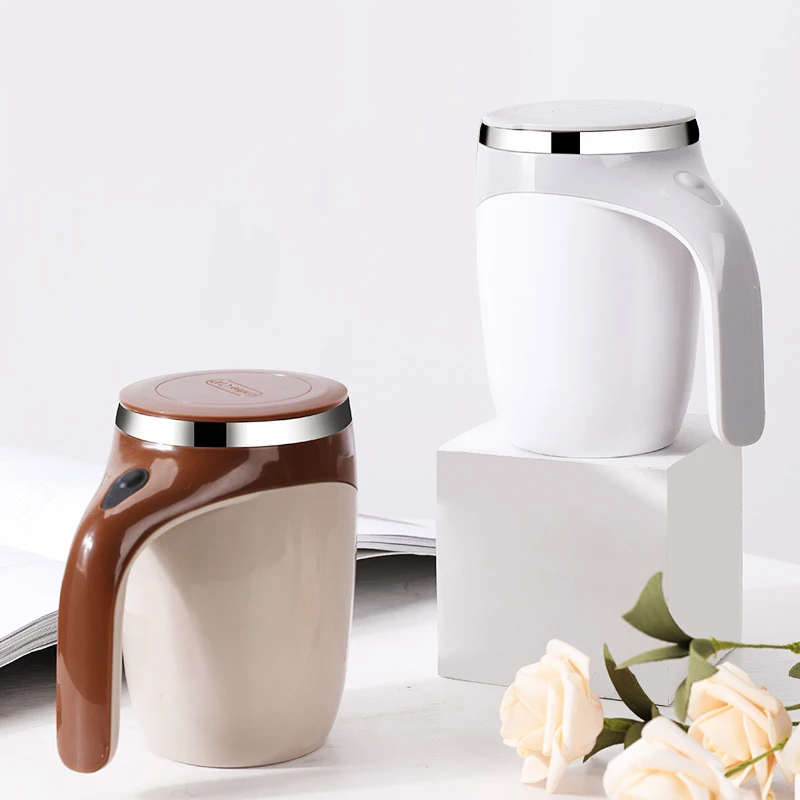 Custom Stainless Steel Insulated 380ml Double Wall Vacuum Coffee Tumbler Cup Automatic Self Stirring Magnetic Mug