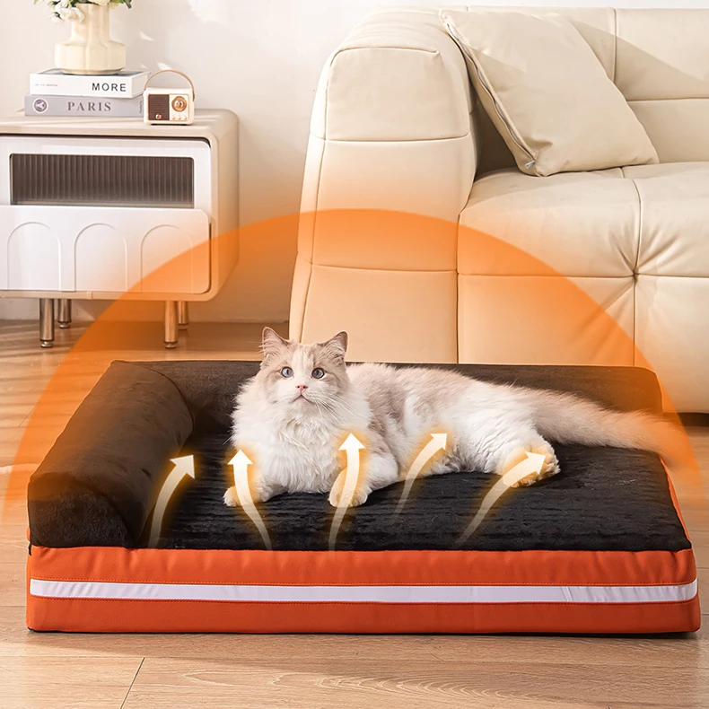 OKKPETS Heating and Cooling Dog Beds with Air Conditioner System Washable Pet Beds with Waterproof Lining