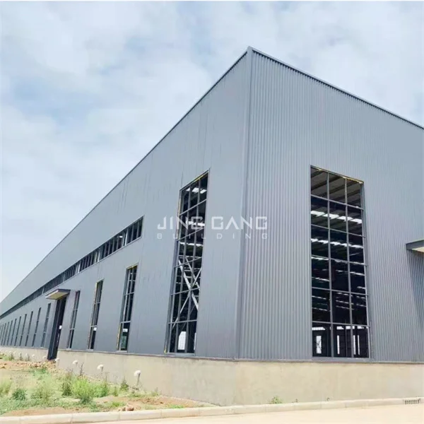 Edifício industrial de metal leve pré-fabricado com estrutura de frontão para oficina de armazém de estrutura de aço