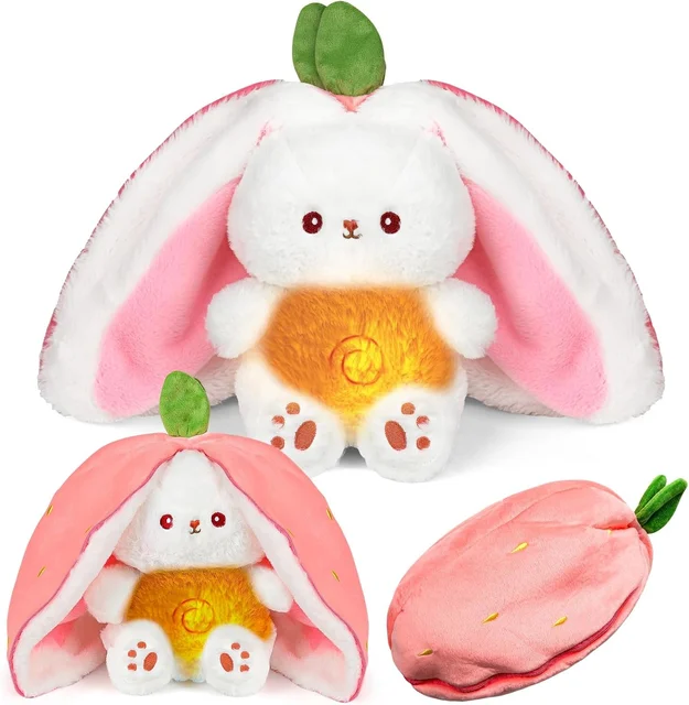 2024 Strawberry Rabbits Dolls Fruit Plush Toy Music Rabbit Soothing Baby Sleeping Plush Dolls Kids Toy