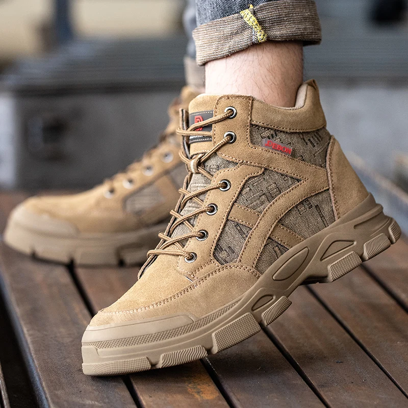 Explosive Style Men's Boots 2021 Leather Woven Shoe Upper Light