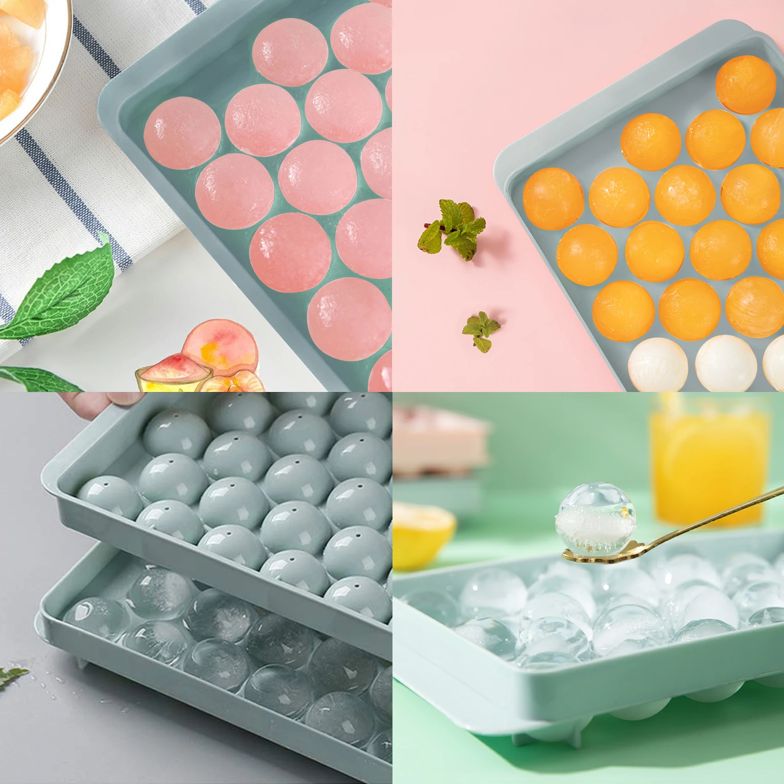 Oem Odm Round Ball Ice Tray Plastic Ice Cube Mold Refrigerator Circle ...