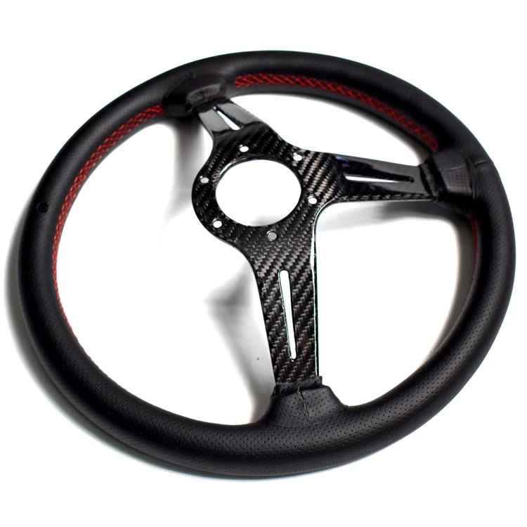 14inch 350mm Carbon Fiber Sport Steering Wheel Universal Deep Leather
