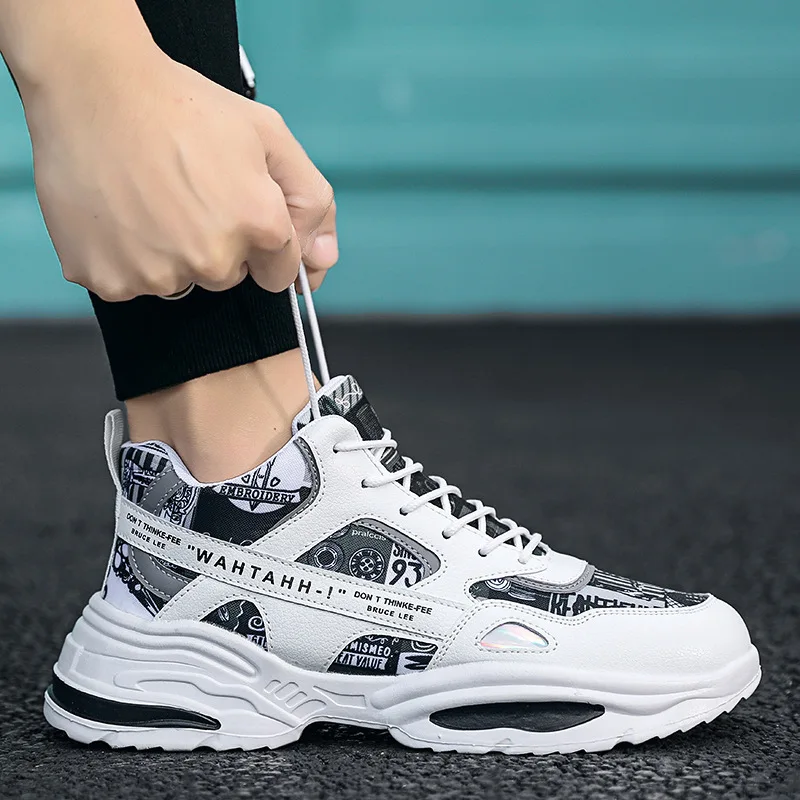 Men's sports shoes trend all match high top board shoes increase sports casual shoes