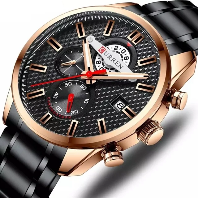 CURREN Waterproof Chronograph Men Watch Luxury Gold Stainless Steel Sport Date Male Clock