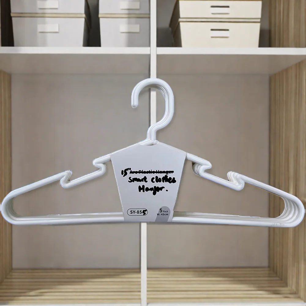 SOLELY SY855 15 Inch 38.5cm Wrinkle-Free Non-Slip Plastic Hanger with Windproof Skirt Hook for Clothing Storage Wardrobe Balcony