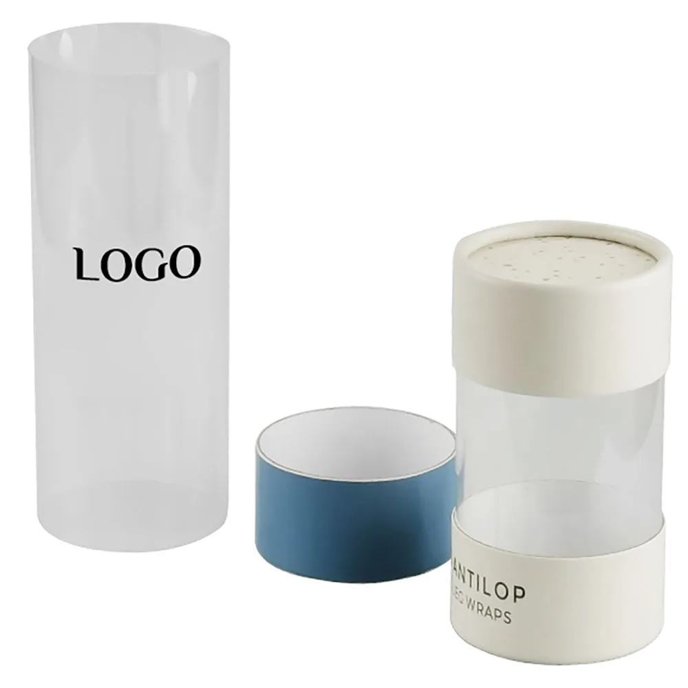 Custom Printing Paper Tube Box Clear Plastic Window Cylinder Packaging Container Tube Box