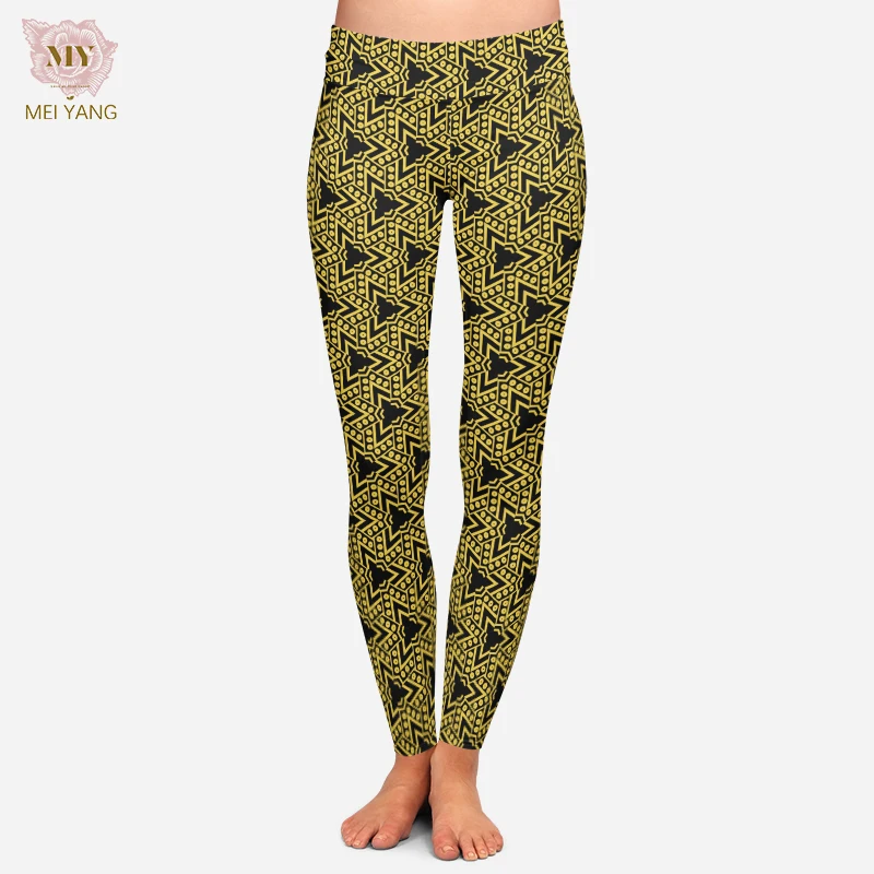 Afro African Kente Nature Yellow Print Legging