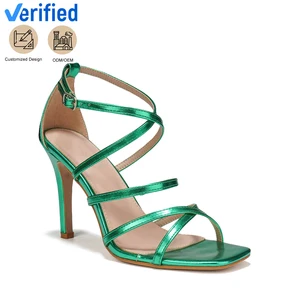 Sexy Cross-Strap Design Women's Stylish and Comfortable Slip-On High-Heel Sandals with Thin Heels Comfort for Summer Party Wear
