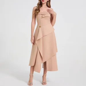 Bettergirl Fashion French Irregular Crepe Long Women Dress 2026 New Sleeveless Elegant Casual Dresses