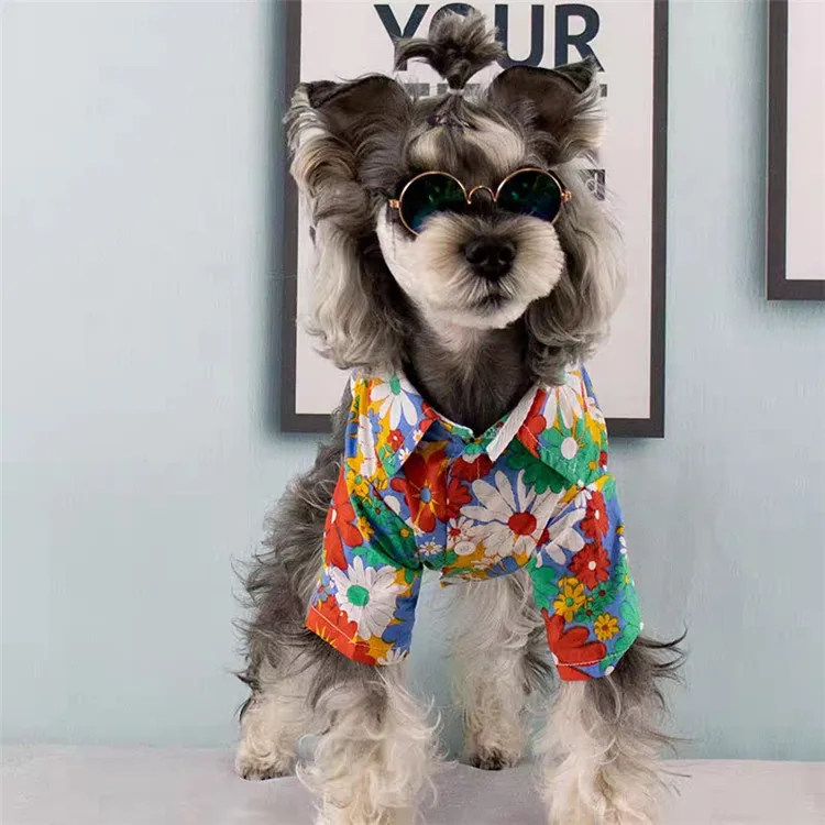 Verano fresco Hawaiano perro mascota Polo T camisas ropa para