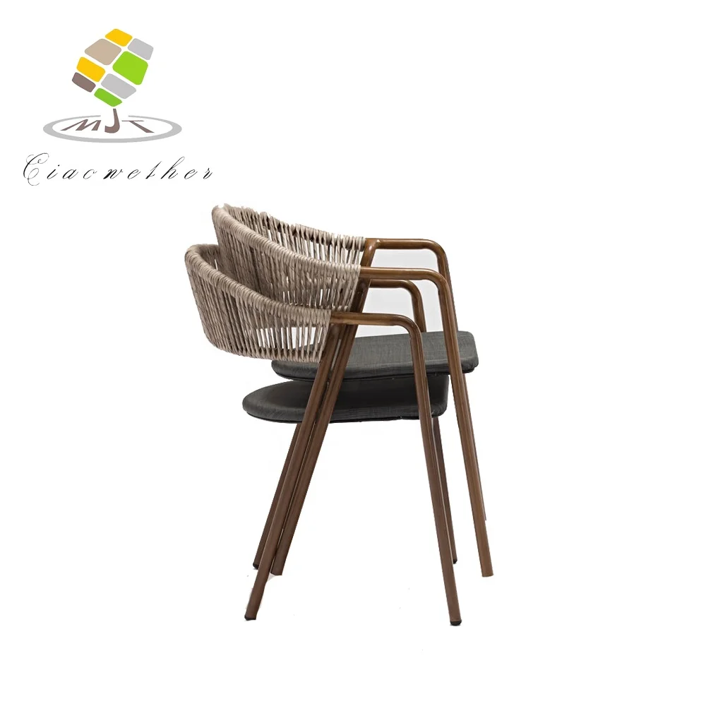 Недорогой садовый уличный Штабелируемый стул из ротанга, стул из полиэтилена для кафе, ресторана, плетеные обеденные стулья из ротанга