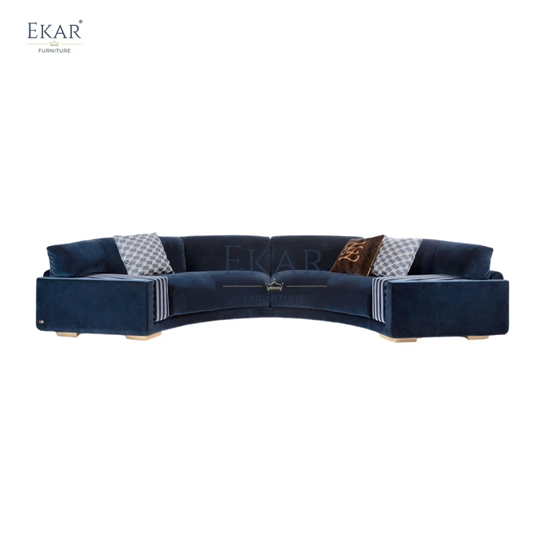 product modern sleek semi circular sectional sofa set velvet fabric with wood for dining hotel contemporary living room appearance-63