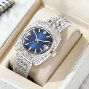 ODM Custom Best Sell New Geometric Design Reojes 36MM Luxury Business Automatic NH35 Movement Watches for Men With Calendar