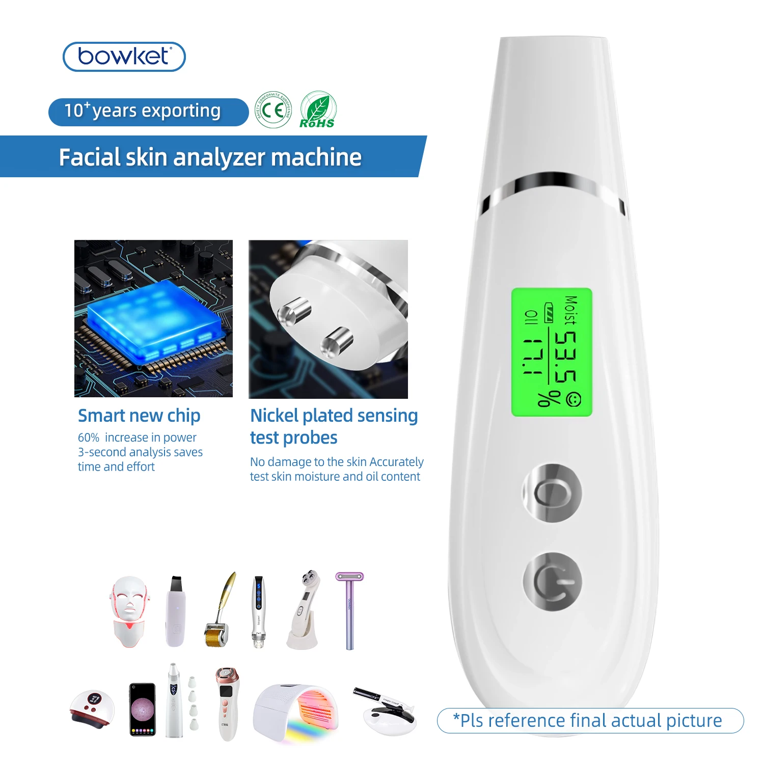 Bowket Home Use Digital Skin Oil Sensor Analyzer