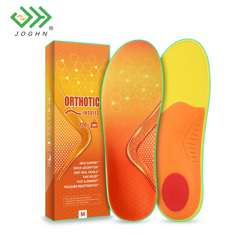 JOGHN Better Shock Absorption Eva Orthopedic Insoles Leg Corrective Insole Arch Support Orthotic Insole