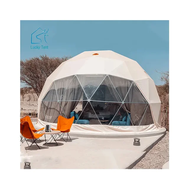 4 Season Tent Waterproof Dome Pvc Luxury 5m 6m 8m Hotel Geodesic Glamping Dome Tent