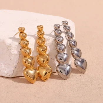 Heart Earrings Stainless Steel Jewelry Gold Plated Fashion Jewelry Earrings 316L Stainless Steel Jewelry