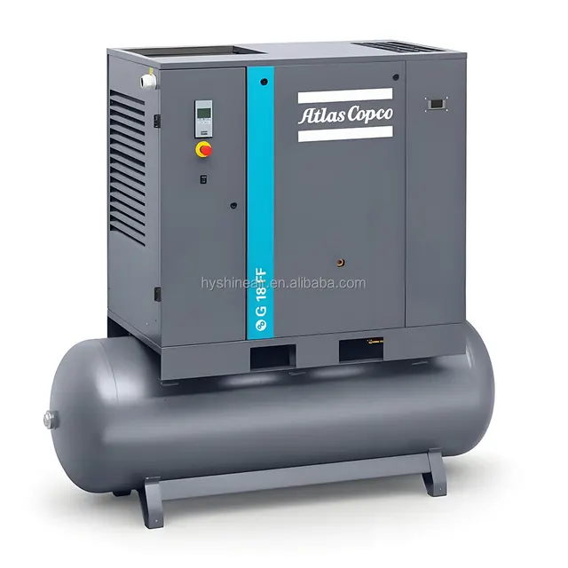Atlas-Copco G18 Oil-injected Rotary Screw Air Compressor 18.5kW 7.5/8.5/10/13 Bar 50Hz 60Hz 3PH Optional Integrated Dryer & Tank