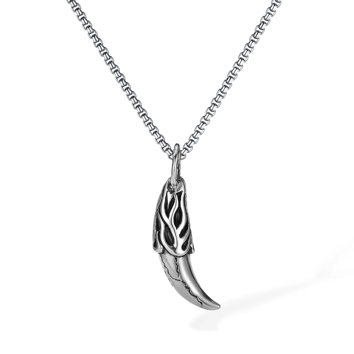 Viking Stylish Hip Hop Street Totem Wolf Tooth Horn Necklace