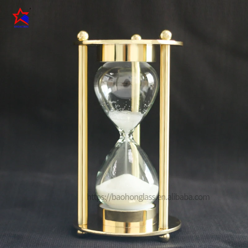 Горячая Распродажа золотистые металлические песочные часы с индивидуальным логотипом 10 минут для украшения