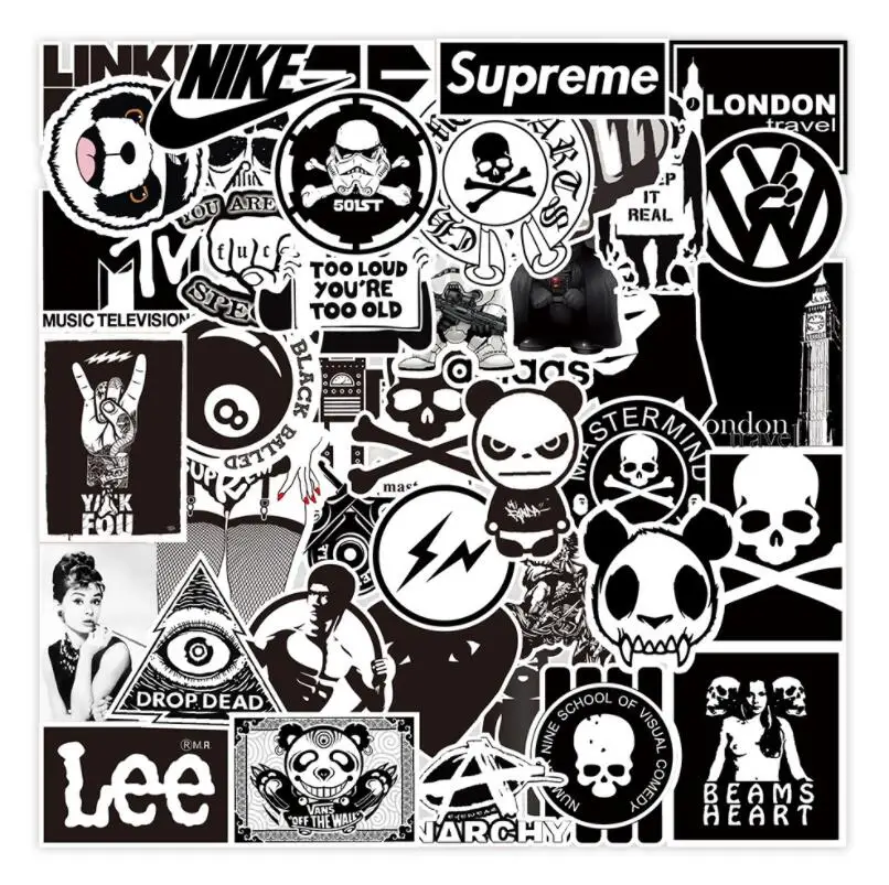 Generic stickers noirs et blancs style punk, stickers, pour