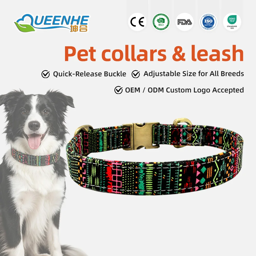 Wholesale Puppy Art Printing Canvas Seat Belt Pet Dog Prong Buckle Col - product detail 1