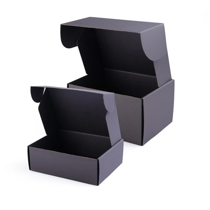 Cardboard Paper Packaging Boxes Corrugated Packaging Mailer Boxes for Apparel Gift Black Beauty Paper Box