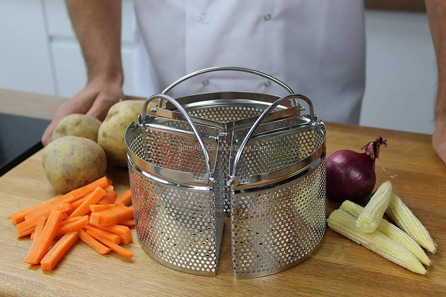 Saucepan Triple Divider and Separator Set  18cm Stainless Steel Strainer Saucepan Divider Baskets Pressure Cooker Accessories