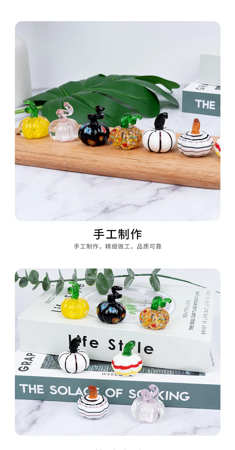 product mini glass pumpkin figurine cute desktop decor colored crystal pumpkin ornament-11