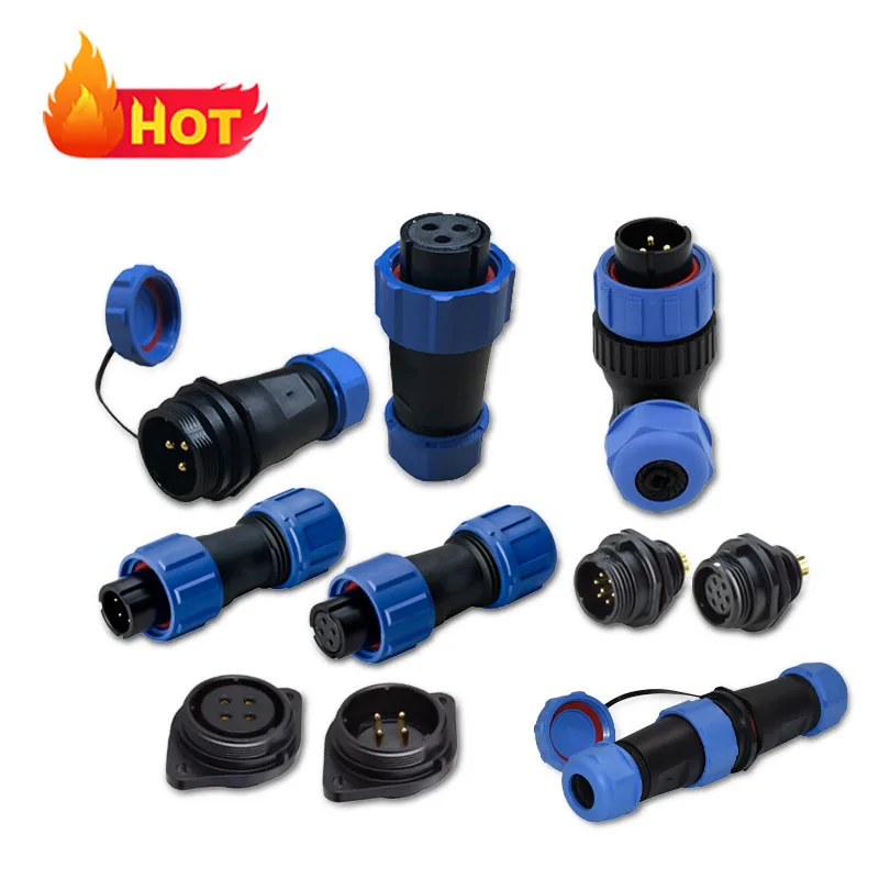 IP68 SP11 SP13 SP17 SP21 SP29 Series 2 3 4 5 6 7 9 10 12 16 17 20 24 26 Pin Male Female Assembly Waterproof Wire Connectors