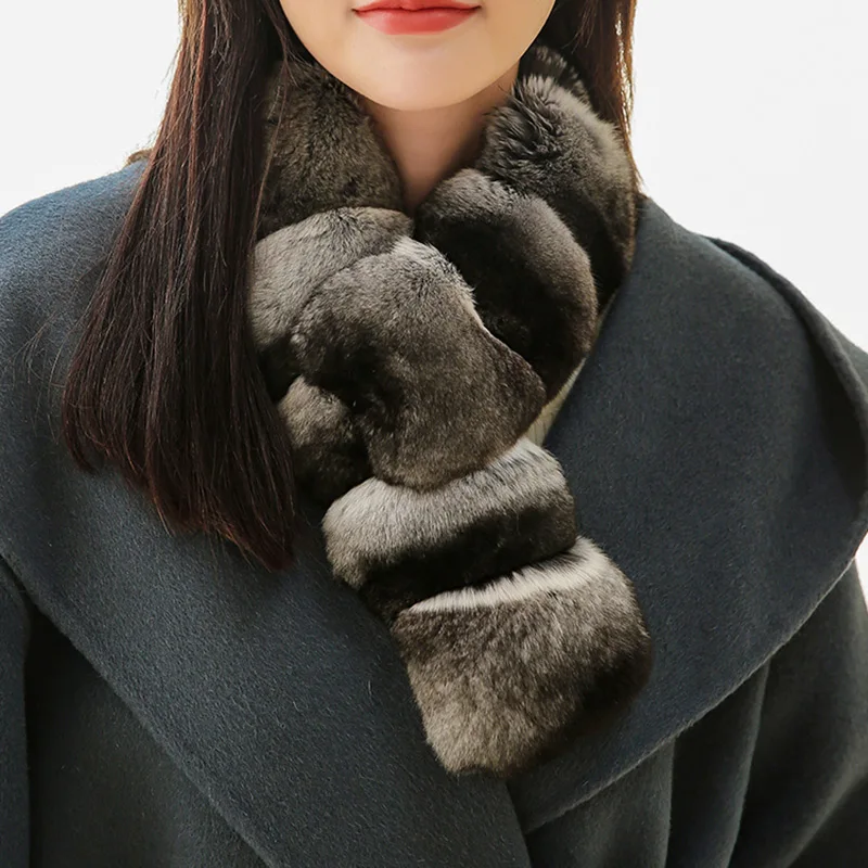 Neuankömmling Chinchilla Pelz schal Weiche Echtpelz kragen Schals