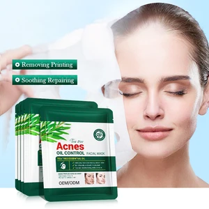 Wholesale 25g Organic Natural Tea Tree Sheet Face Mask Anti Aging Anti Acne Firming Soothe Moisturizing
