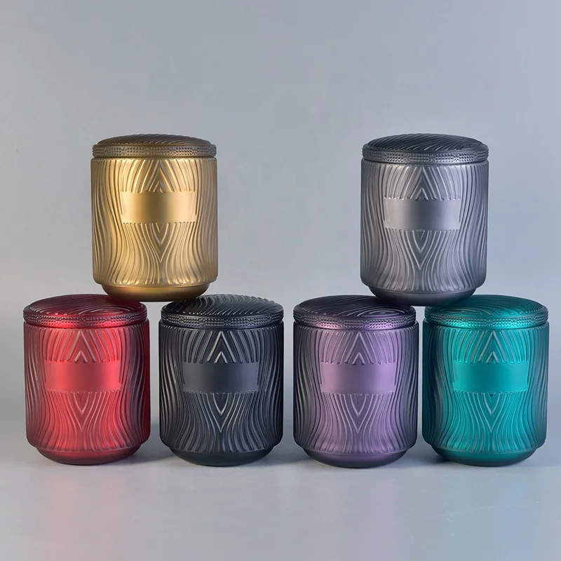 Матовая Черная Стеклянная банка для свечей с крышками