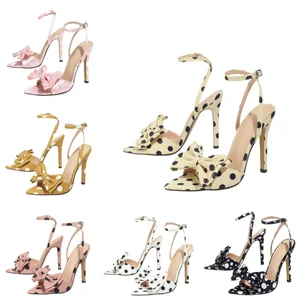 ODM OEM Heel Sandal Woman Heel Sandal Wanita Plus Size Pointed Toe Bowknot Strap Stiletto Sandals for Party and Wedding Wear