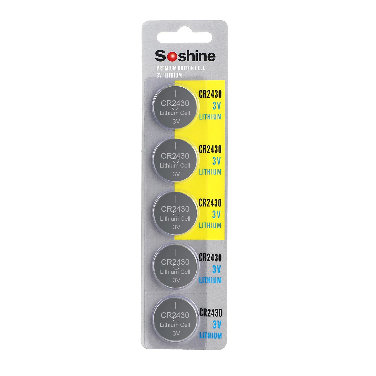 soshine 5 pack cr2430 3v lithium