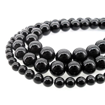 Natural Stone Jewelry Wholesale Black Onyx Round Loose Beads for Jewelry Making DIY Necklace Bracelet Earring Etc.