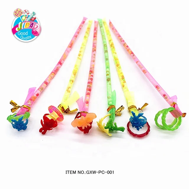 Mix Color Fruit Flavor Puffed Sugar With Plastic Double Finger Ring Toy Candy