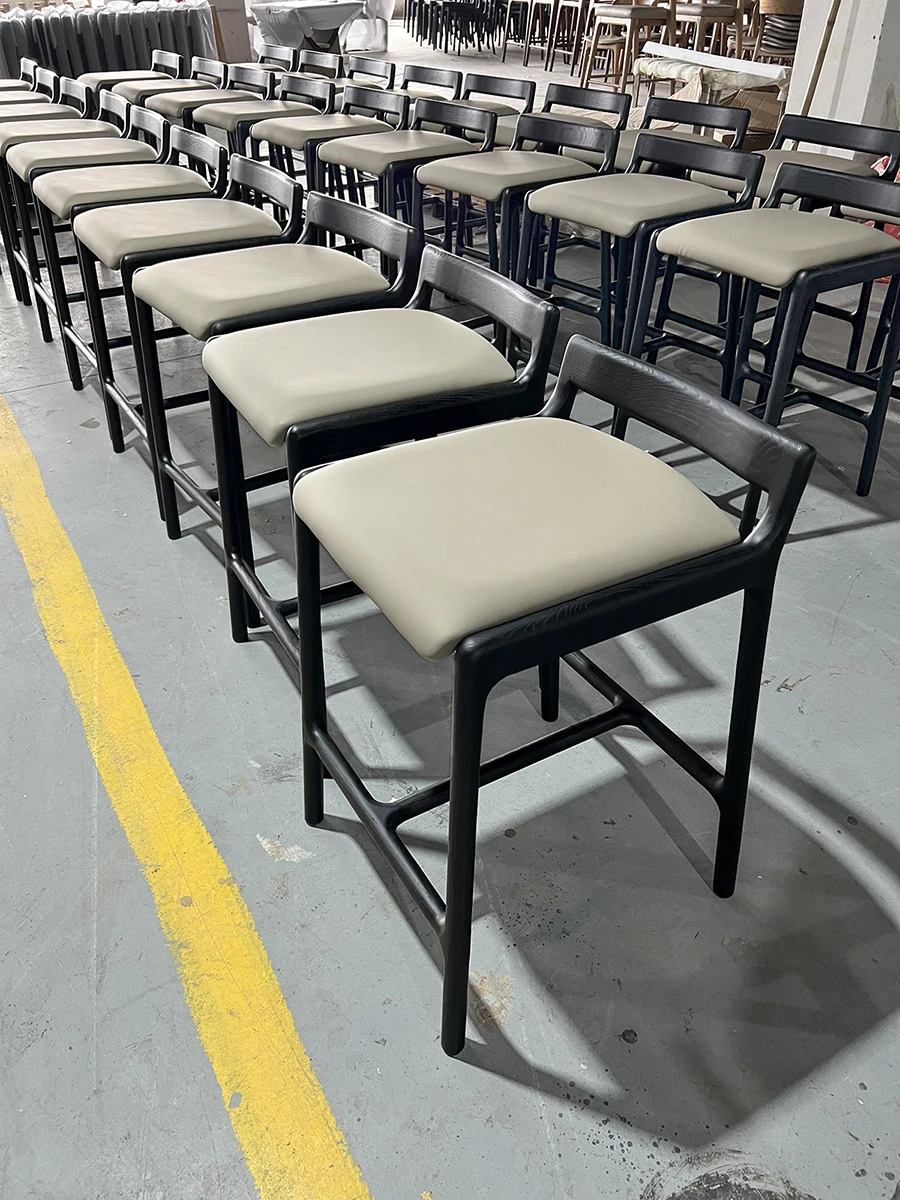 Sillas De Bar Твердые ножки из ясеня кожаный барный стул стойка для кафе отеля кухни ресторана высокий стулья