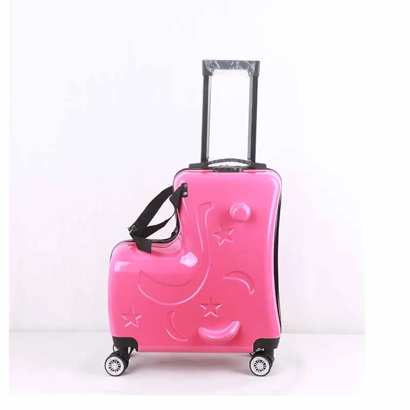 Portable Children Fashion Luggage Trolley Cases With Scooter Ride Kids