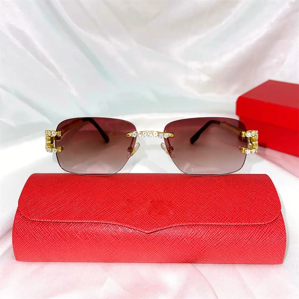 2023 New Fashion Crown Diamond Handmade Sunglasses Rimless Glasses