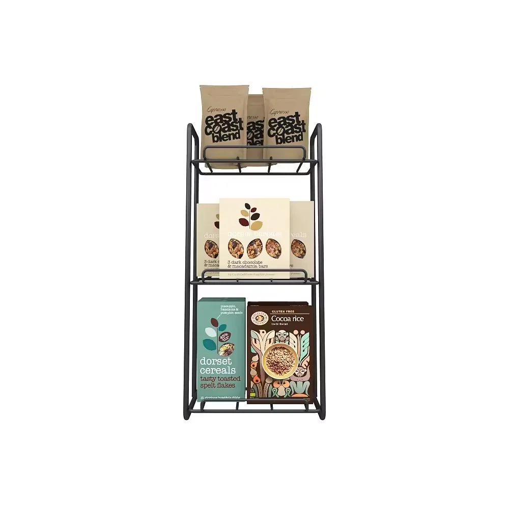 Tabletop Chocolate Bar Display Stand Small Display Racks Metal 3 Tiers Cashier Rack for Candy/Chocolate/Chewing Gum
