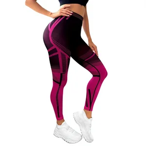 Customized  Women's Yoga Pants With Color-Block Design Tight Breathable High Waist Elastic Seamless Sports Leggings
