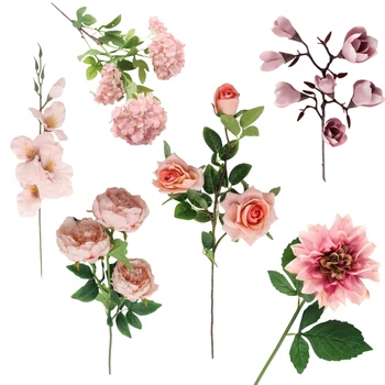 Pink Faux Flower Wholesalers Silk Wholesale In Bulk Wedding Decorative Flowers Stem Artificial Flower